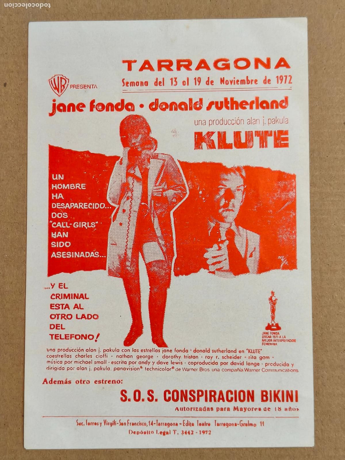 Cine: KLUTE PROGRAMA DE CINE 1972