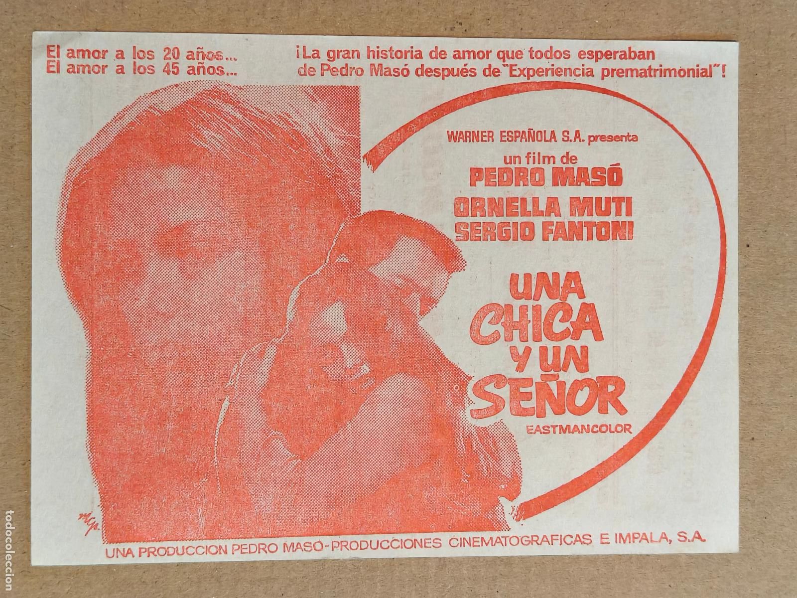 Cine: ORNELLA MUTI UNA CHICA Y UN SE&Ntilde;OR PROGRAMA DE CINE 1974