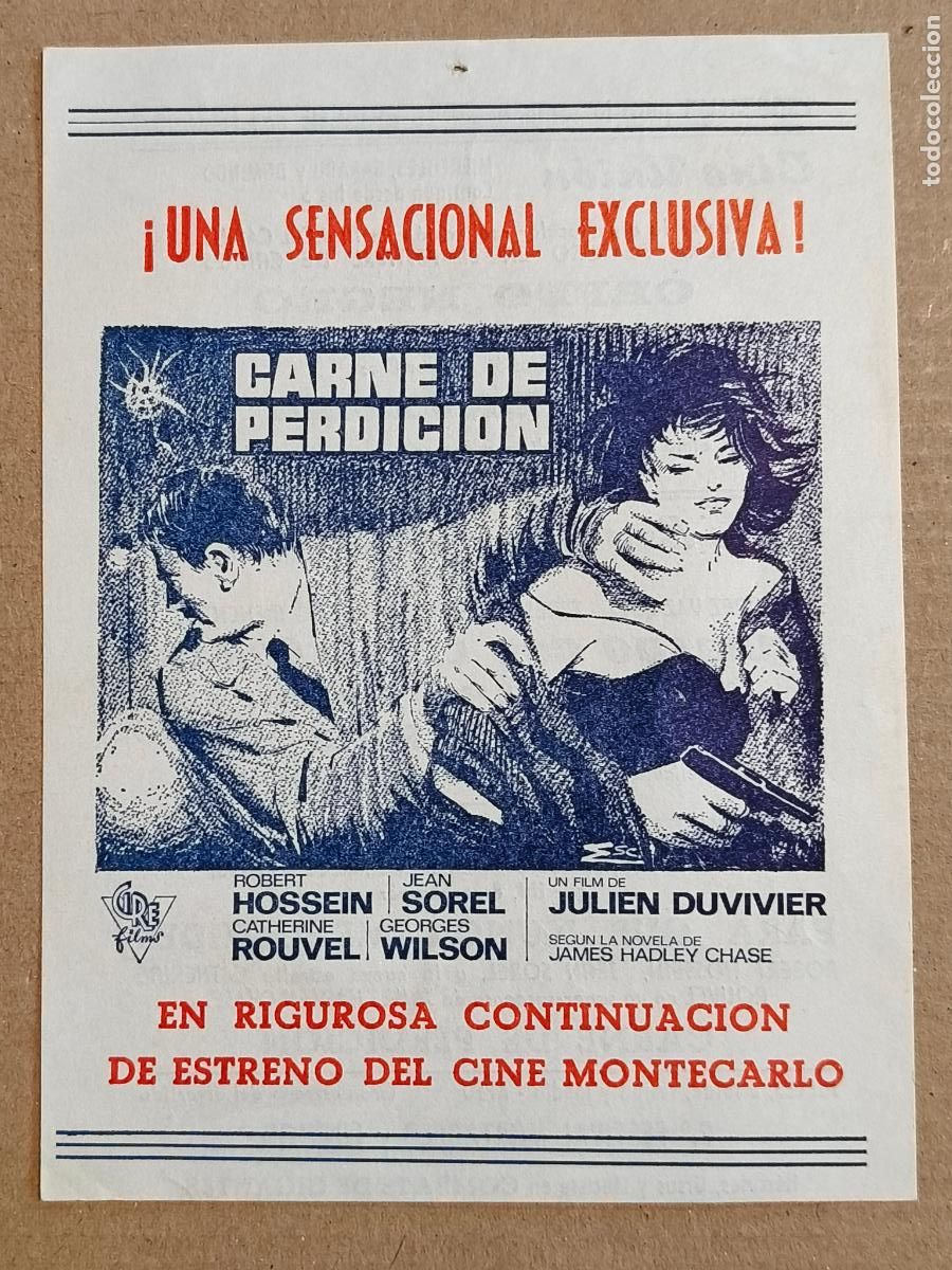 Cine: CARNE DE PERDICION PROGRAMA DE CINE 1971