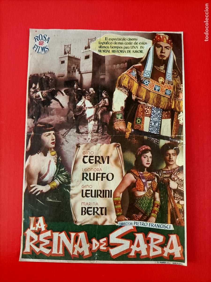  Foglietti di film di film antichi di cinema: LA REINA DE SABA. GINO CERVI, LEONORA RUFFO, C/P. SALA REUS. CATALU&Ntilde;A. ALB.
