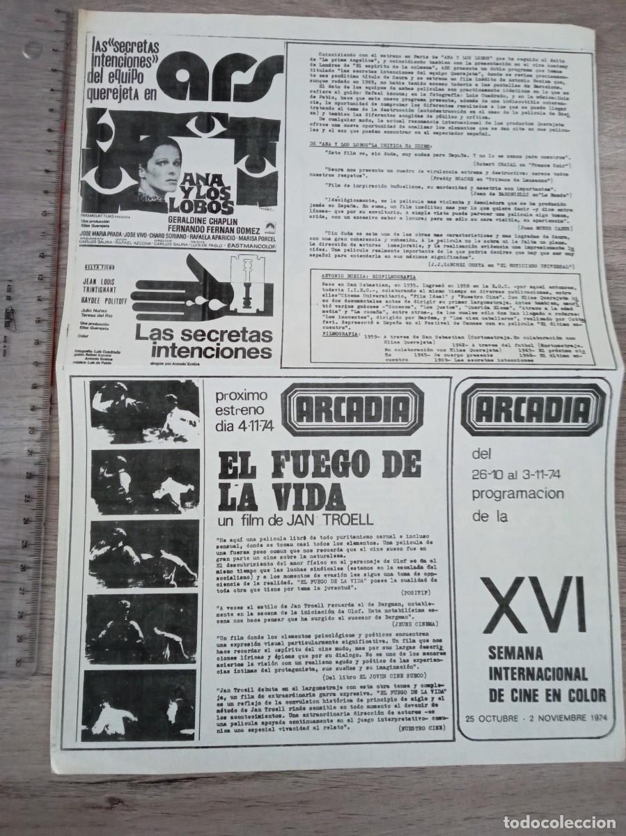 Cine: ANA Y LOS LOBOS, GERALDINE CHAPLIN, THE ABOMINABLE DR. PHIBES, VINCENT PRICE, CINE ALEXIS, 1974