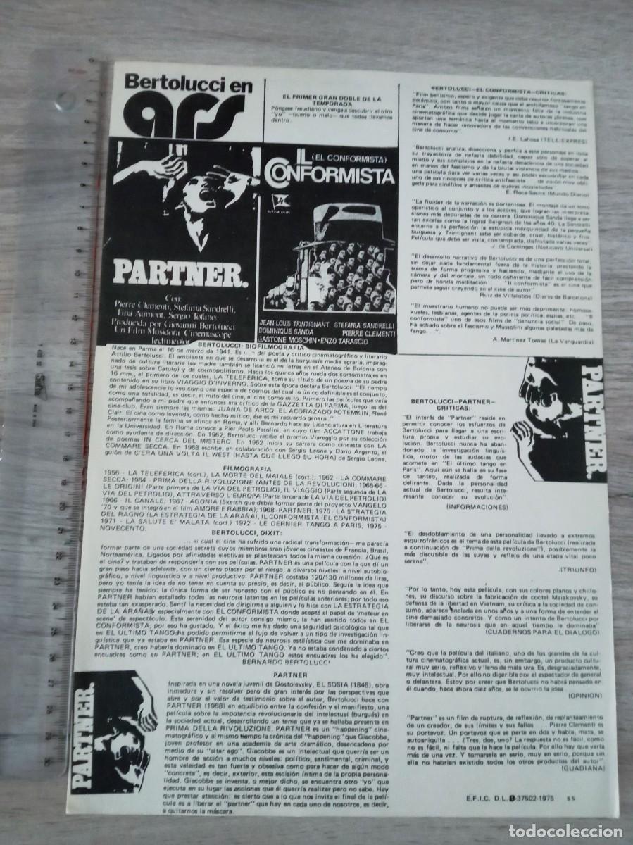 Cine: PARTNER, EL CONFORMISTA, BERTOLUCCI, CINE ARS, 1975 - Foto 1