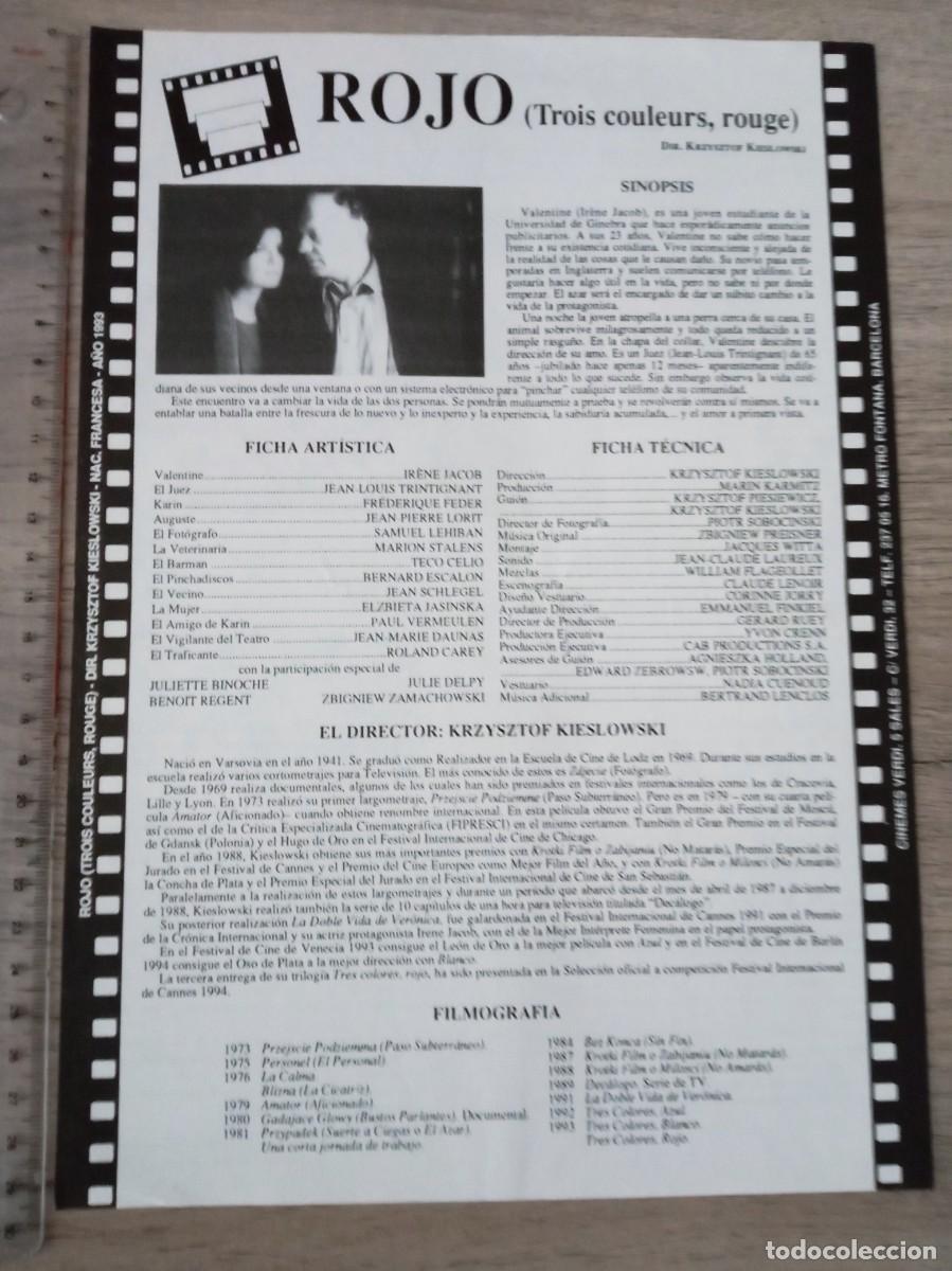 Cine: ROJO, JEAN LOUIS TRINTIGNANT, CINEMES VERDI, 1993