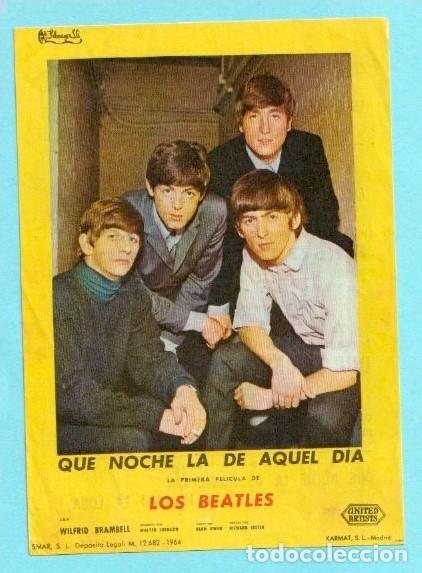 Cine: QU&Eacute; NOCHE LA DE AQUEL D&Iacute;A. LOS BEATLES. CINE CASAL EL VENDRELL, 1964.