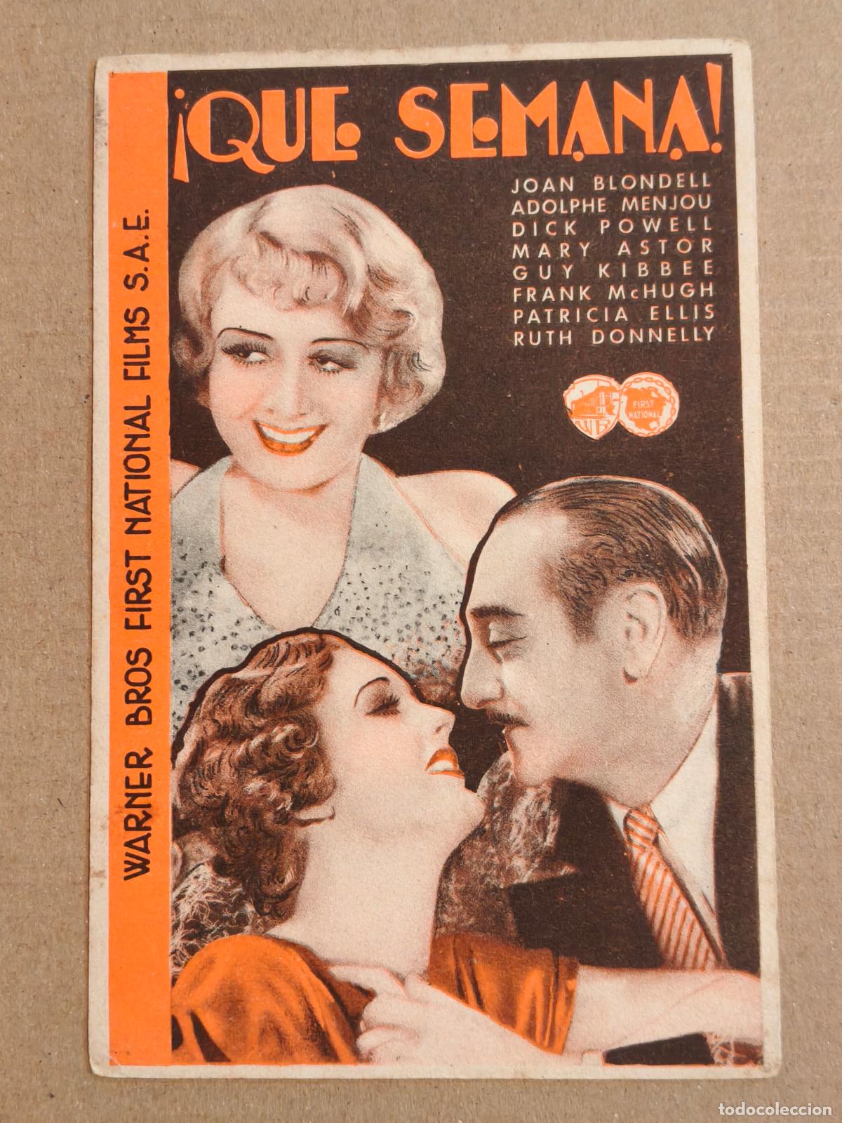 Cine: QUE SEMANA PROGRAMA DE CINE 1936