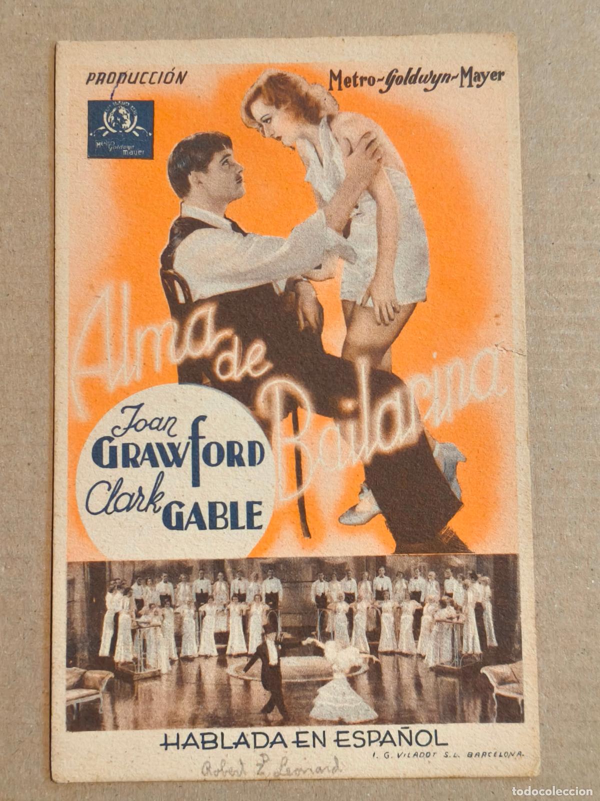 Cine: CLARCK GABLE ALMA DE BAILARINA PROGRAMA DE CINE 1934