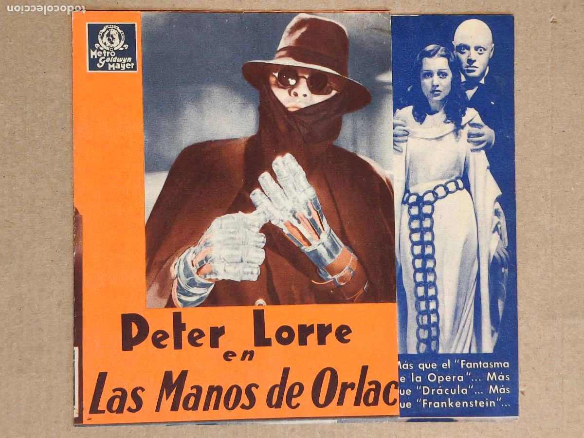 Cine: LAS MANOS DE ORLAC PROGRAMA DE CINE 1936