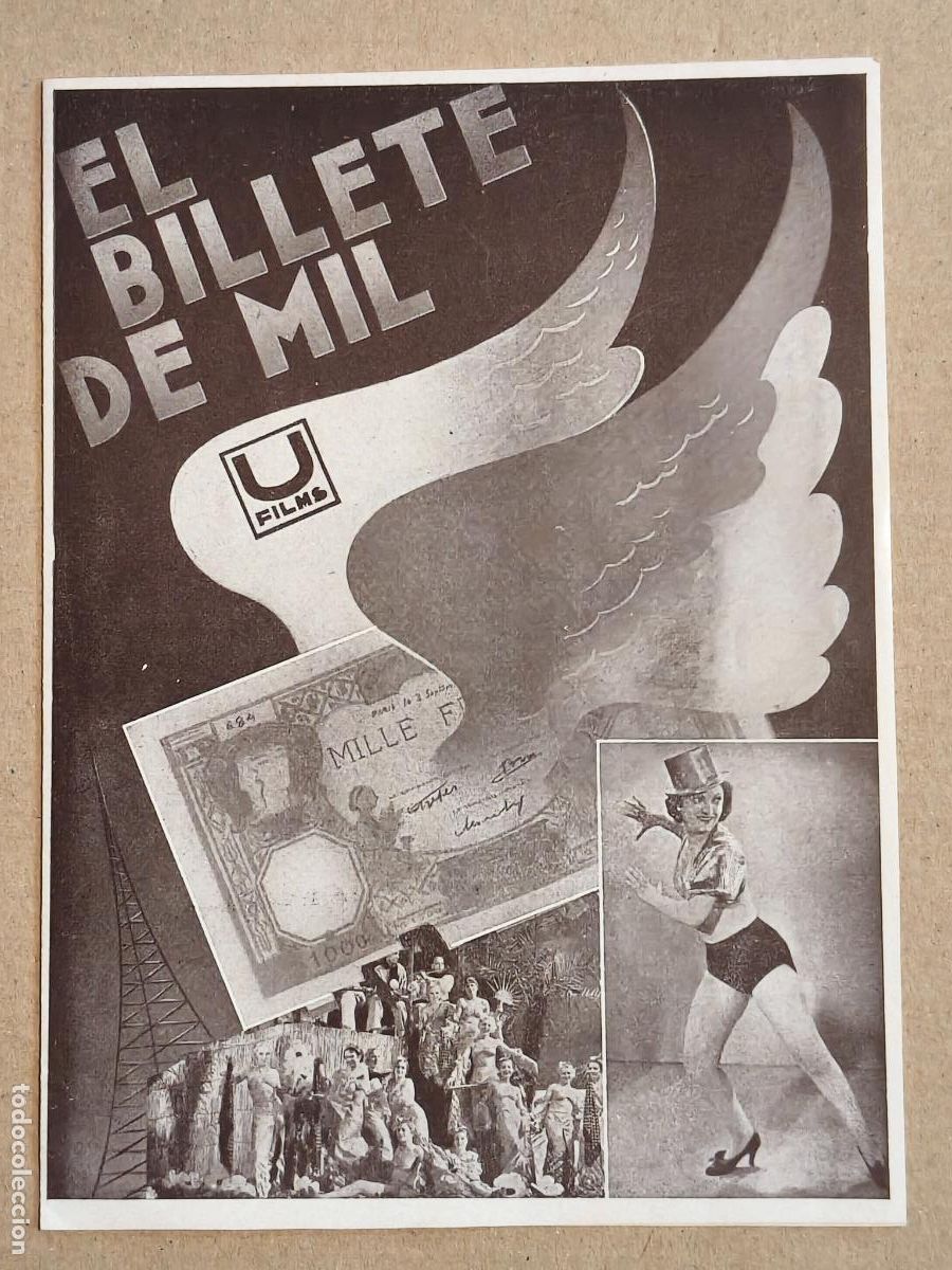 Cine: EL BILLETE DE MIL PROGRAMA DE CINE 1937