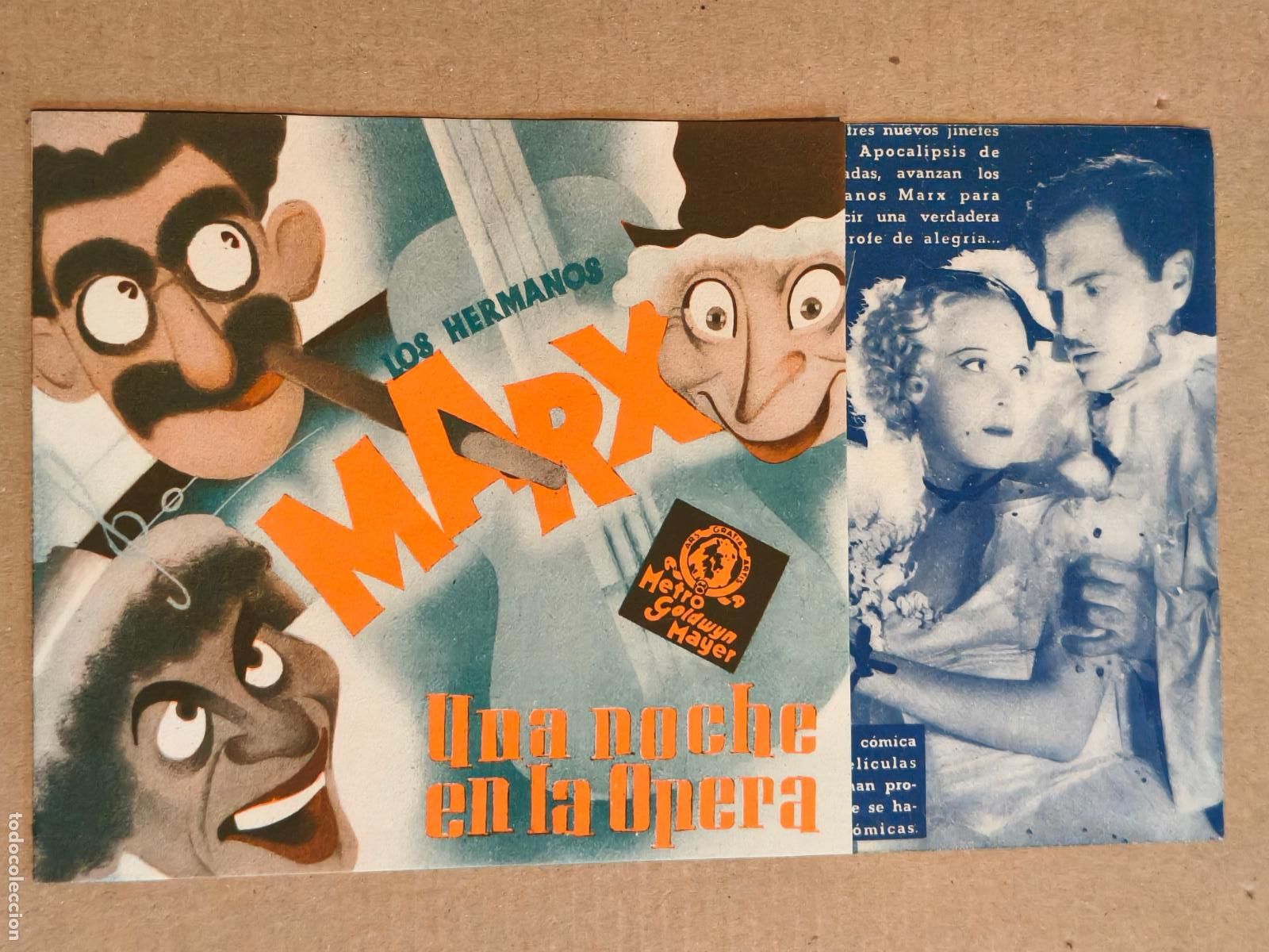 Cine: UNA NOCHE EN LA OPERA HERMANOS MARX PROGRAMA DE CINE 1937