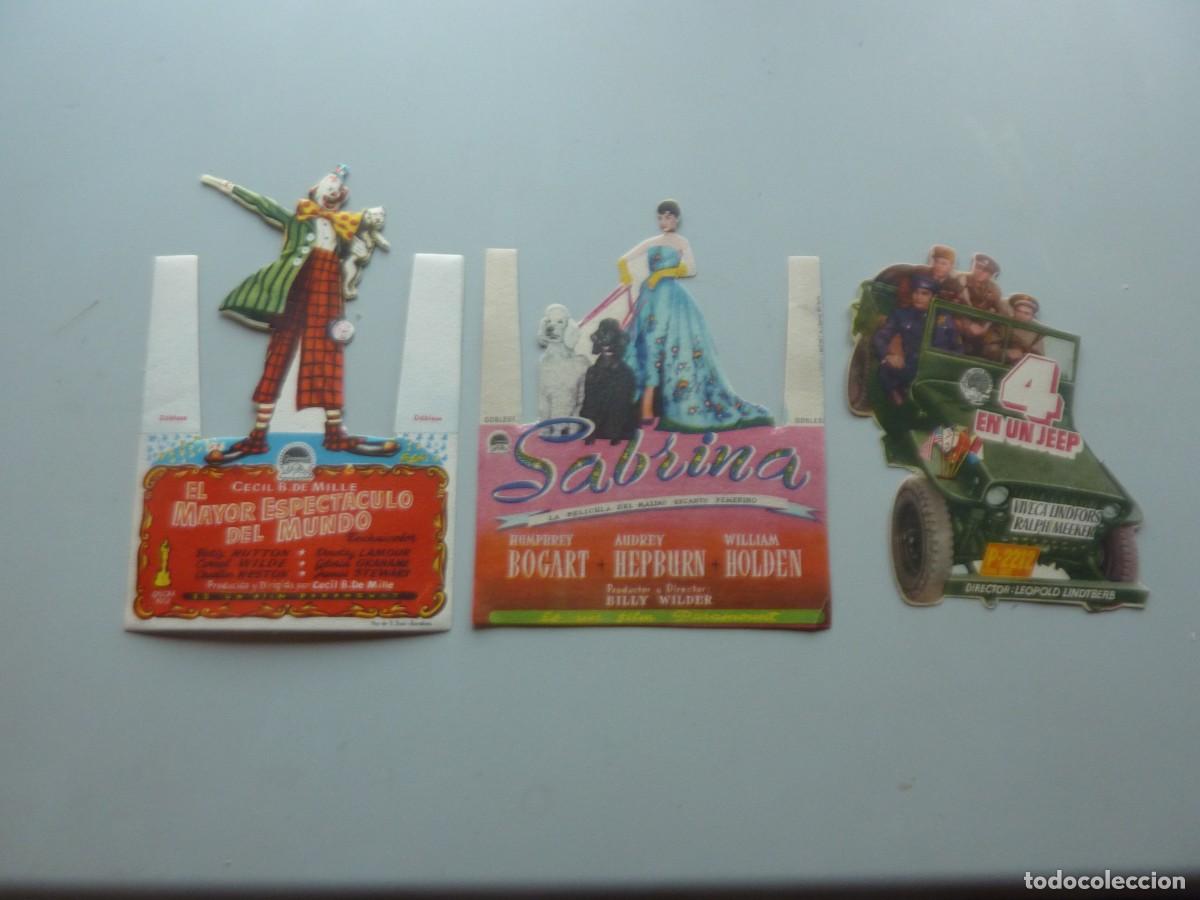 Cine: 3 Folletos de cine TRQUELADOS con publicidad.