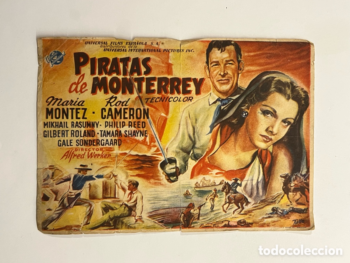 Cine: CINE VERANO, Albalat de la Ribera. Folleto de Mano, Piratas de Monterrey (a.1947) DESLUCIDO
