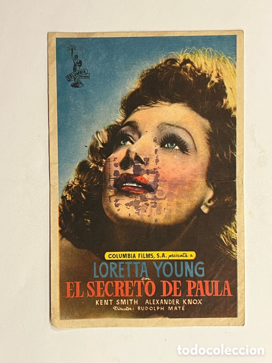 Cine: Gran Teatro de Paterna. Programa sencillo de EL SECRETO DE PAULA.(a.1952)