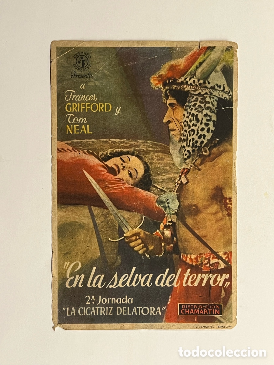 Cine: GRAO (Valencia) CINE MARINA.. Programa de mano. En la Selva del Terror (a.1945) FATIGADO