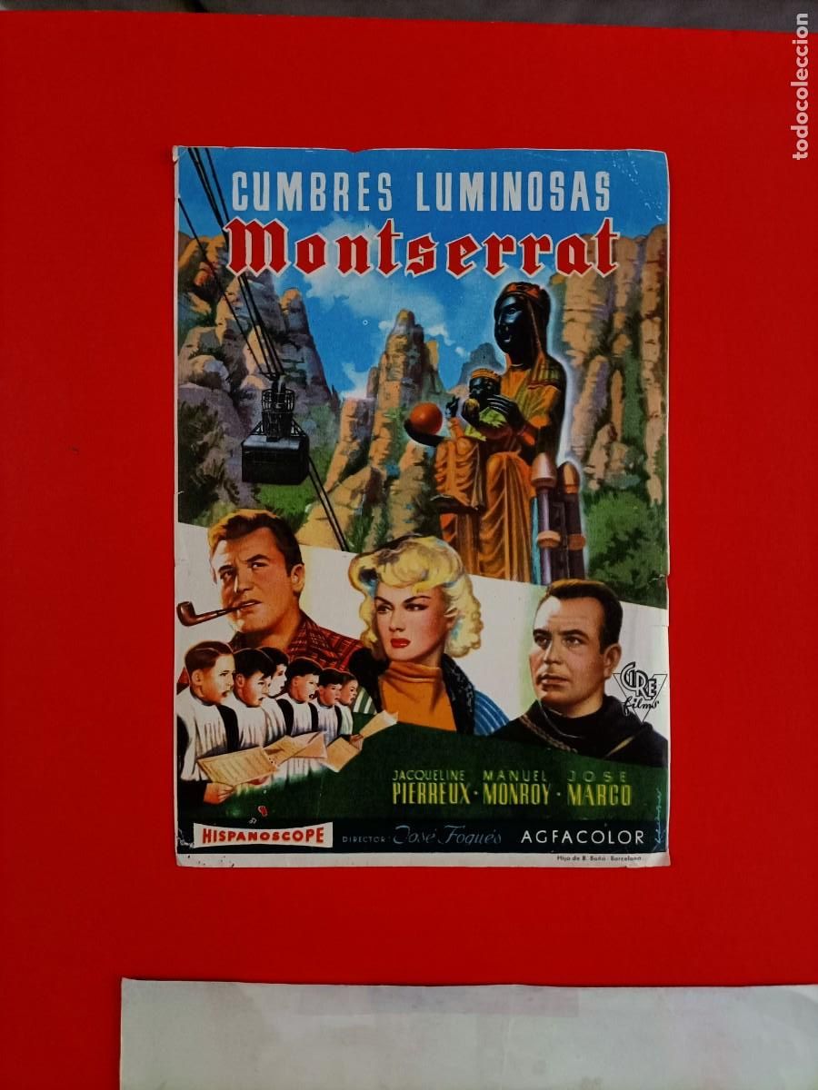 Cine: CUMBRES LUMINOSAS, MONTSERRAT, JACQUELINE PIERREUX, MANUEL MONROY, s /p, BUEN ESTADO.