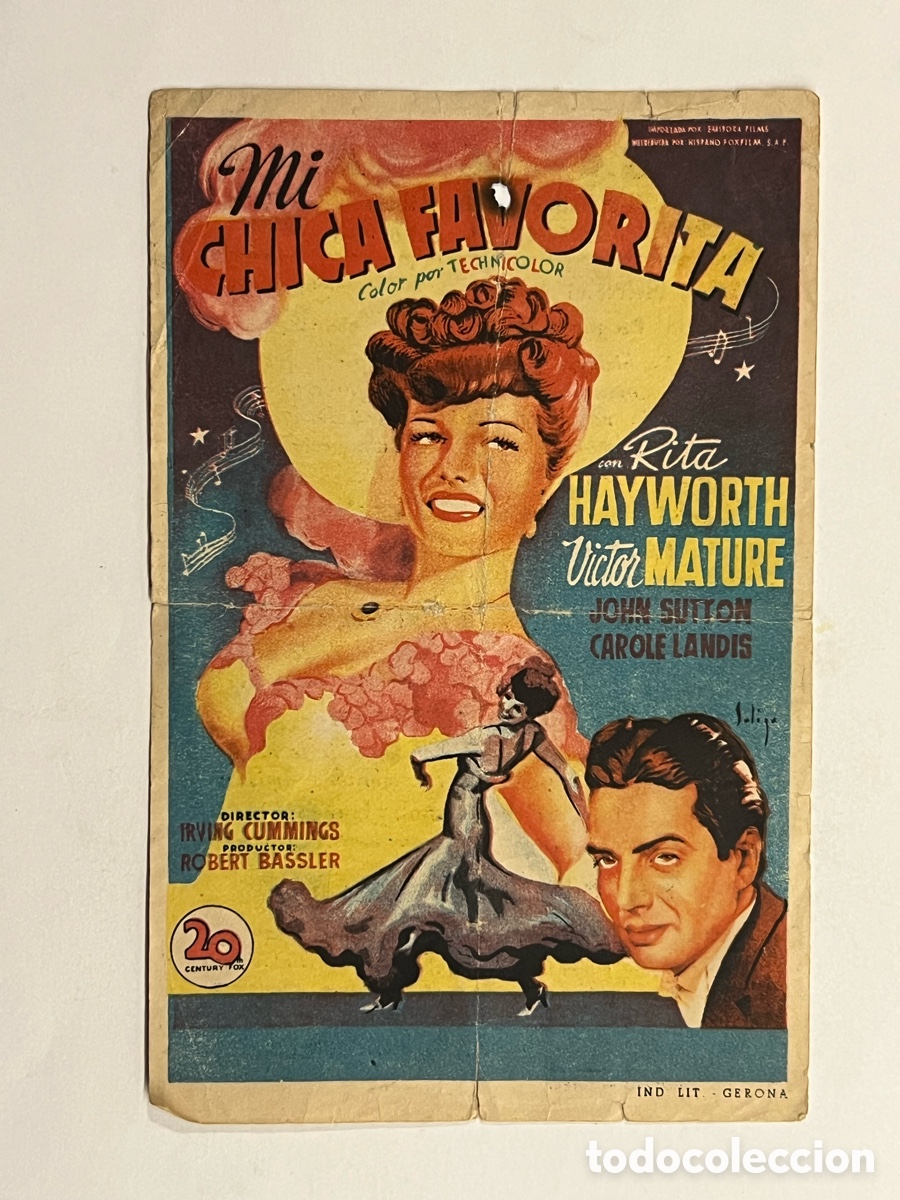Cine: ALBALAT DE LA RIBERA Valencia, IDEAL CINEMA, Mi Chica Favorita, con Rita Hayworth (a.1942)