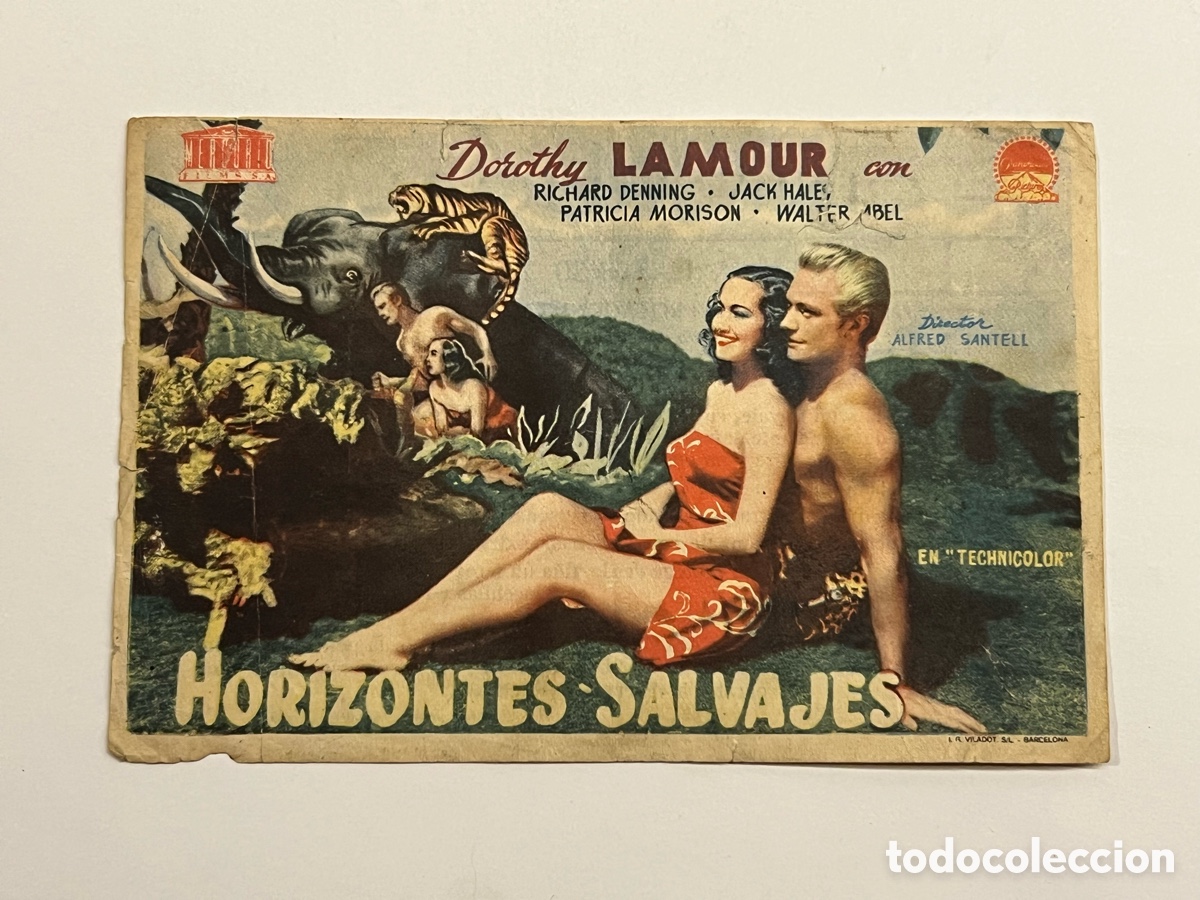 Cine: TRUJILLO. Cine Rugall.. Programa Horizontes salvajes, con Dorothy Lamour, Jack Haley (h.1945?)