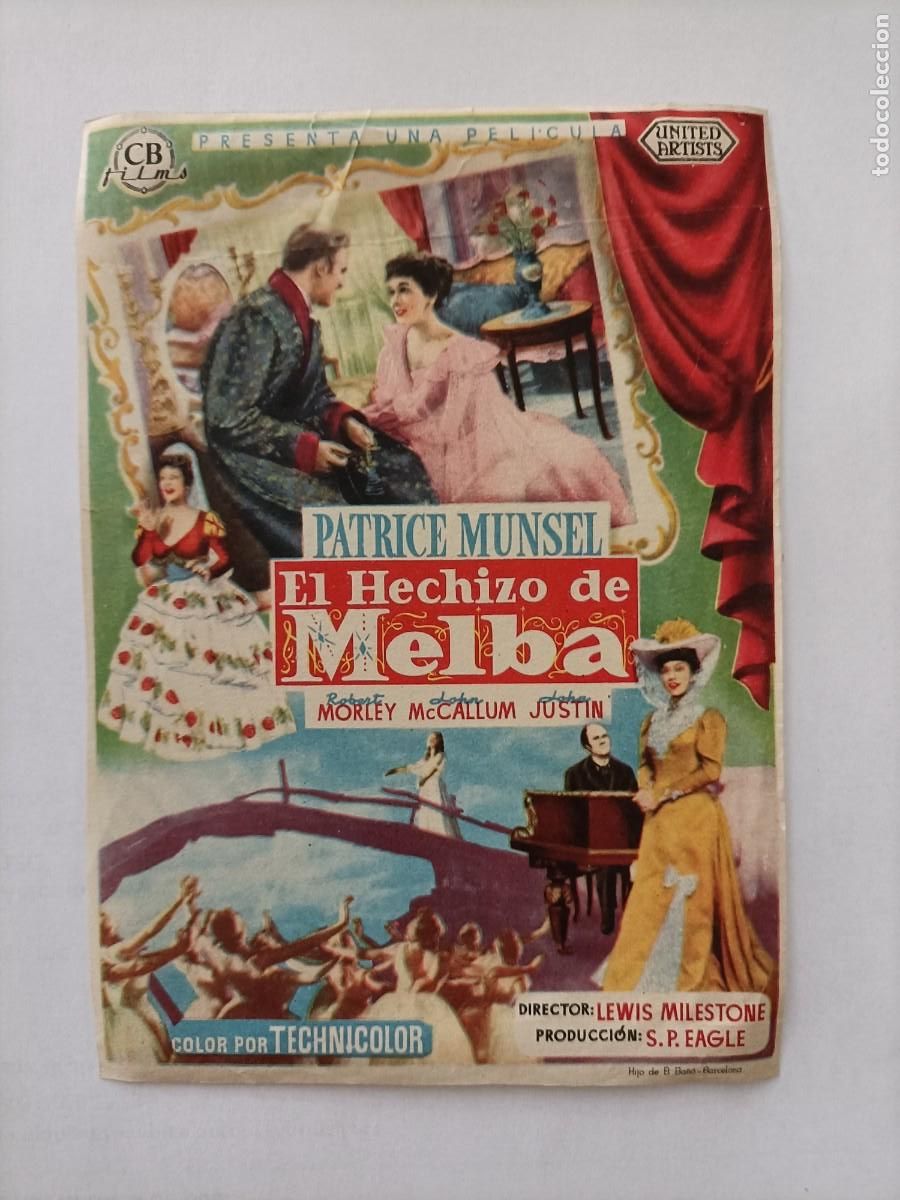  Foglietti di film di film antichi di cinema: EL HECHIZO DE MELBA, PATRICE MUNSEL, JOHN JUSTIN. PERFECTO ESTADO. S/P.