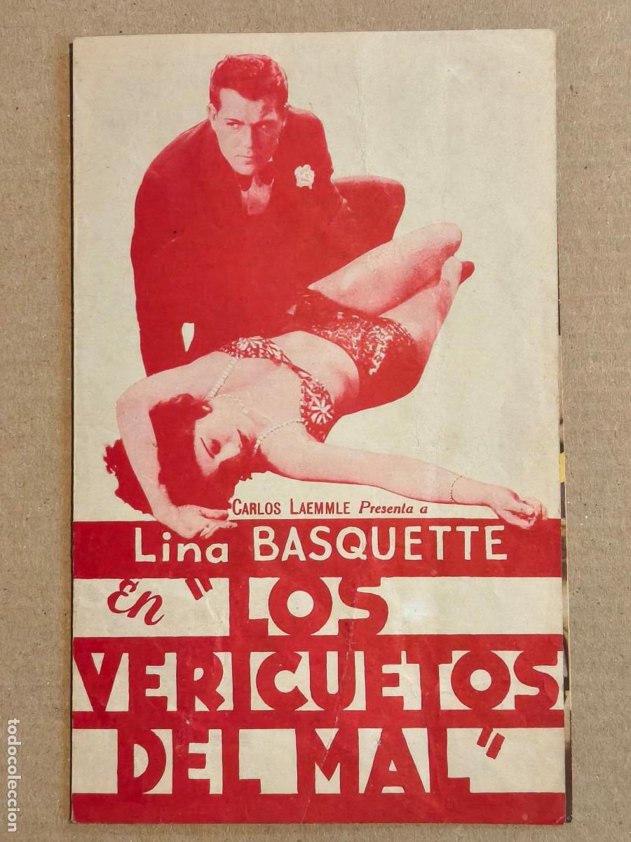 Cine: LOS VERICUETOS DEL MAL PROGRAMA DE CINE ESTADOS UNIDOS 1929