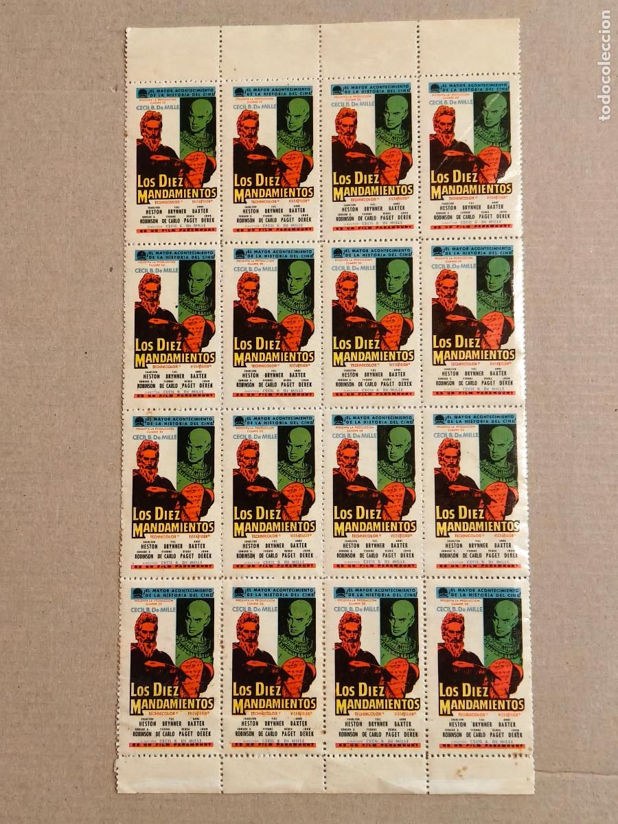 Cine: LOS DIEZ MANDAMIENTOS 16 VI&Ntilde;ETAS PROGRAMA DE CINE 1956