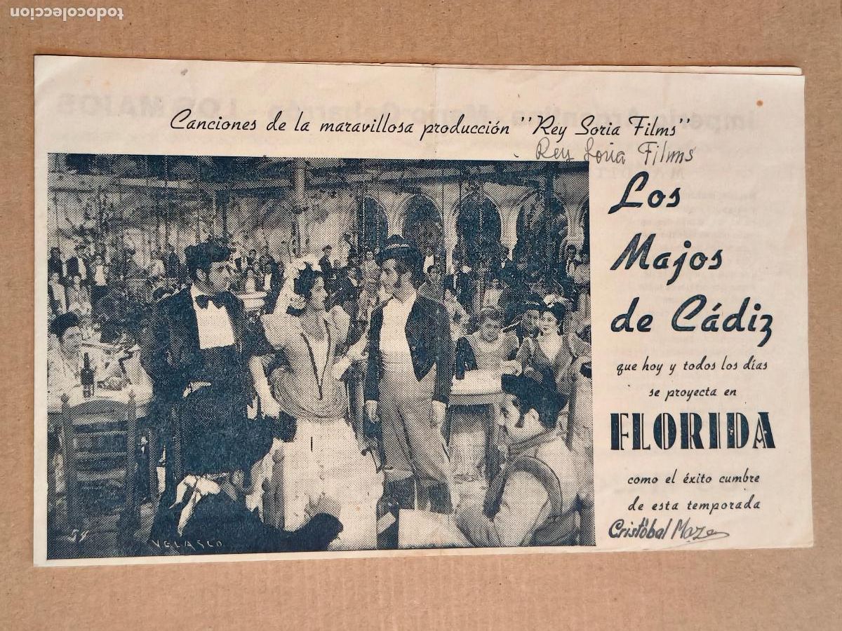 Cine: LOS MAJOS DE CADIZ PROGRAMA DE CINE 1947