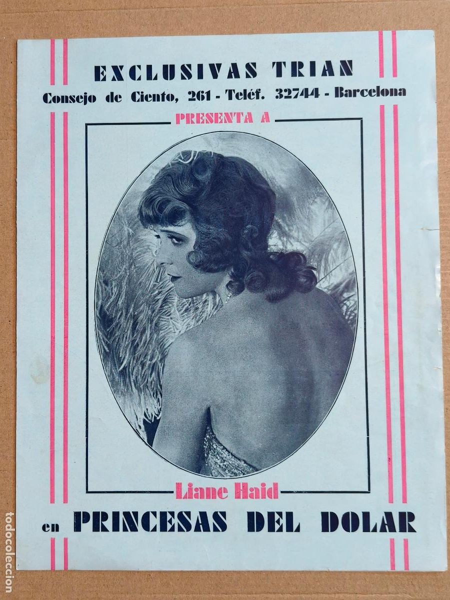 Cine: PRINCESAS DEL DOLAR PROGRAMA DE CINE MUDO 1930