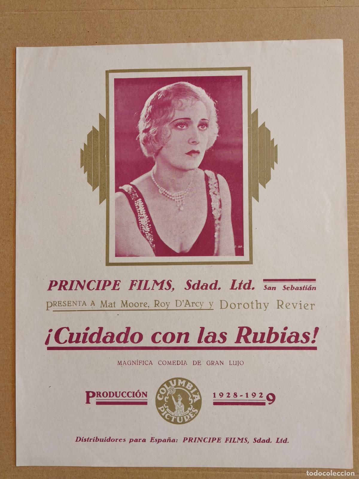 Cine: CUIDADO CON LAS RUBIAS PROGRAMA DE CINE MUDO 1929