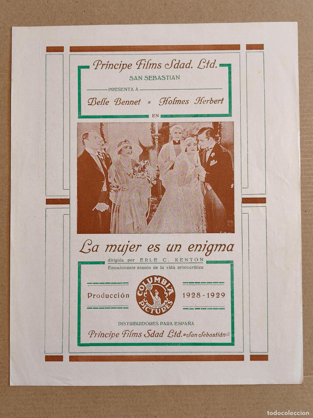 Cine: LA MUJER ES UN ENIGMA PROGRAMA DE CINE MUDO 1929