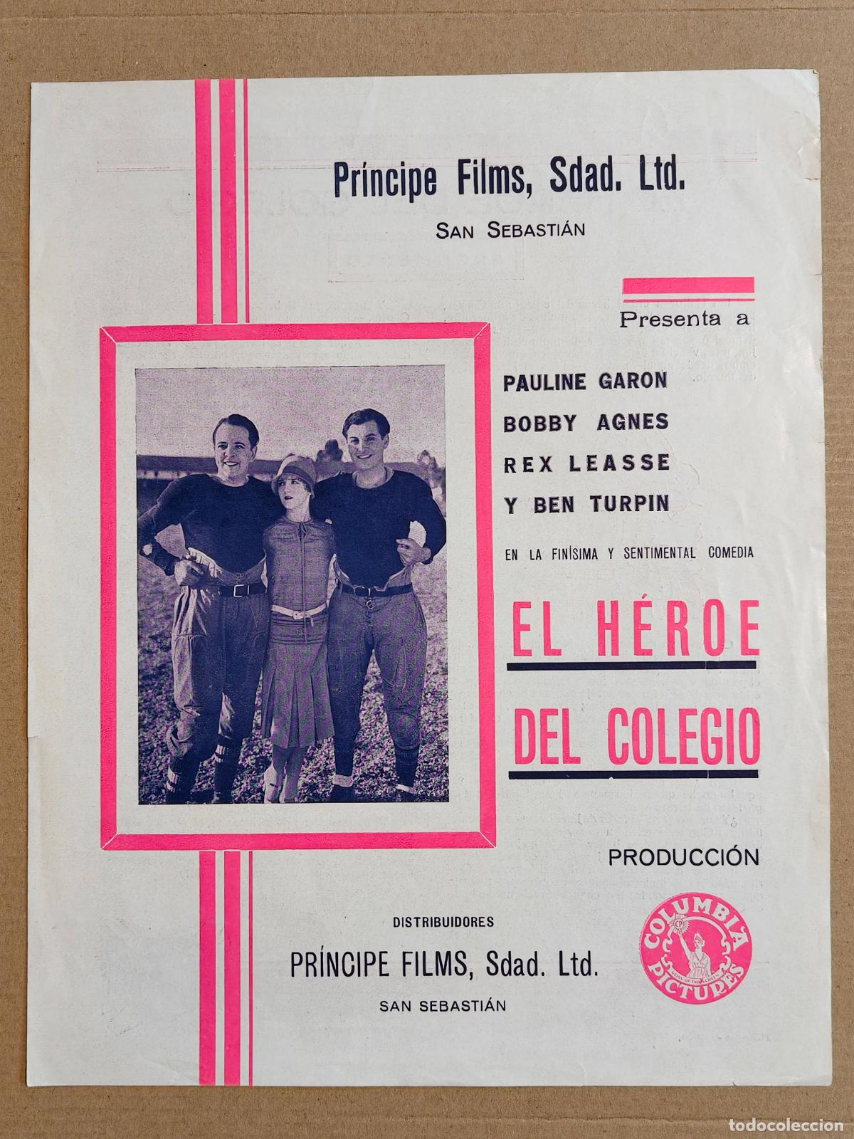 Cine: EL H&Eacute;ROE DEL COLEGIO PROGRAMA DE CINE MUDO 1929