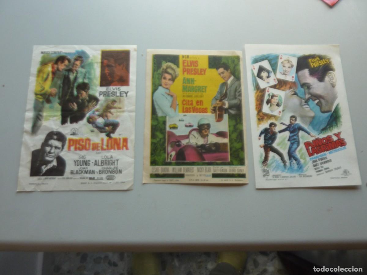 Cine: 3 Folletos de cine de ELVIS PRESLEY con publicidad.