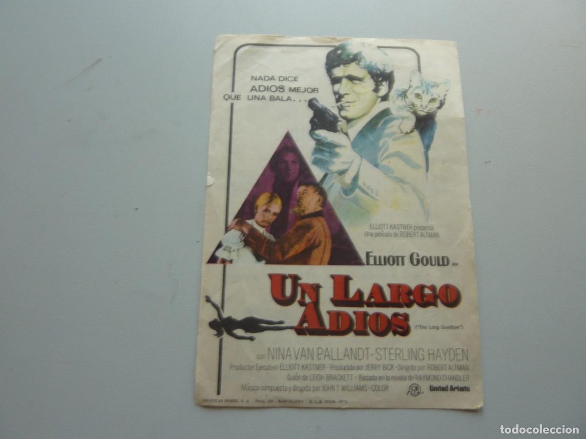 Cine: Folleto de cine UN LARGO ADIOS con publicidad