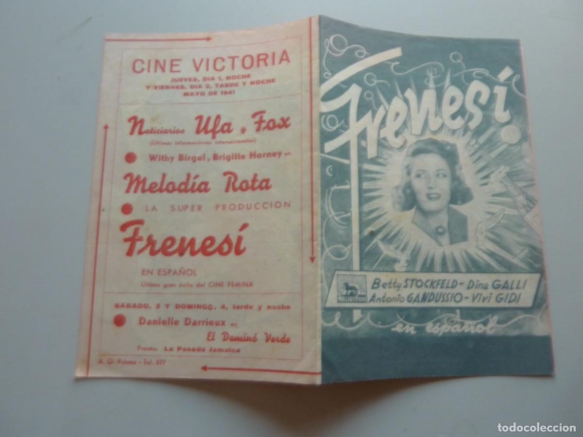 Cine: Folleto de cine FRENESI con publicidad