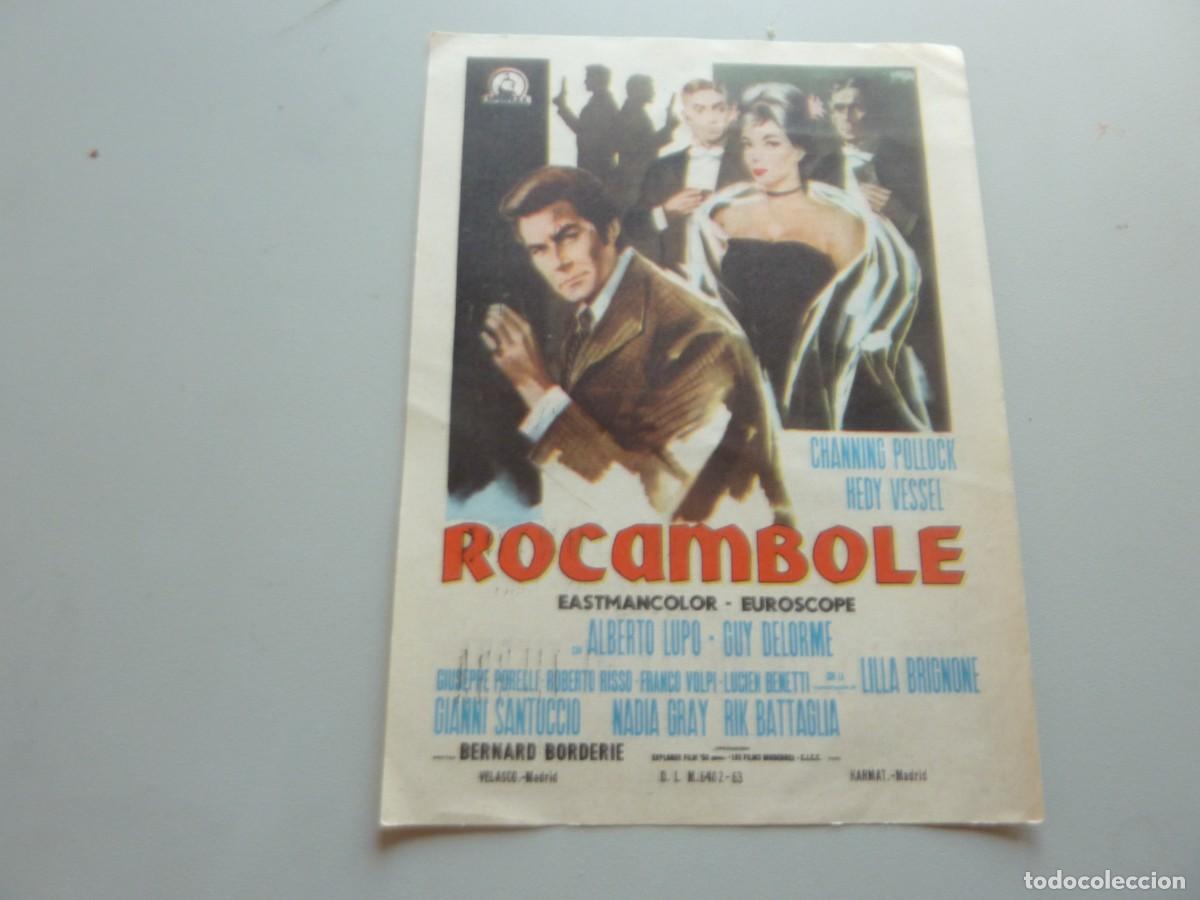 Cine: Folleto de cine ROCAMBOLE con publicidad
