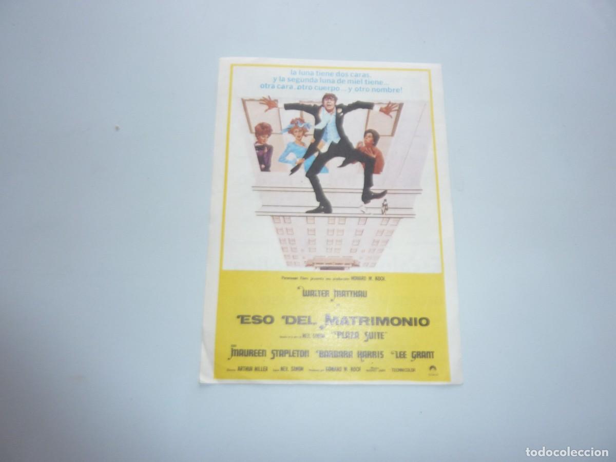 Cine: Folleto de cine ESO DEL MATRIMONIO con publicidad