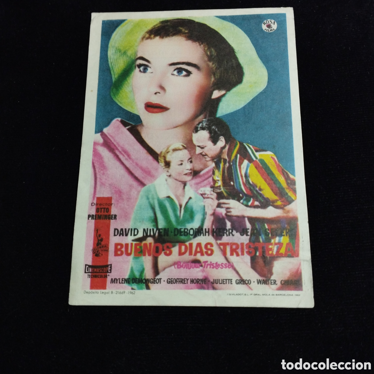 Cine: Programa de cine sencillo. Buenos d&iacute;as tristeza. David Niven. Deborah Kerr. 1963. Las Arenas