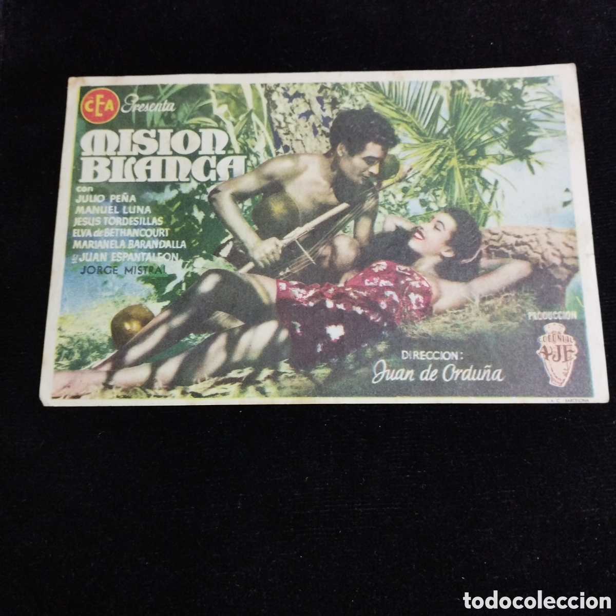 Cine: Programa de cine, sencillo. Misi&oacute;n blanca. Julio Pe&ntilde;a. Manuel Luna.1946. cine Domenech Rub&iacute;