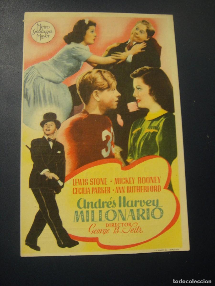 Cine: andres harvey millonario - folleto de mano , publicidad cine moderno