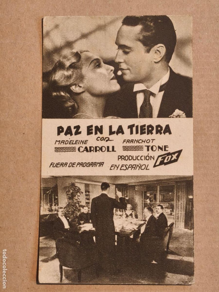 Cine: PAZ EN LA TIERRA PROGRAMA DE CINE 1935