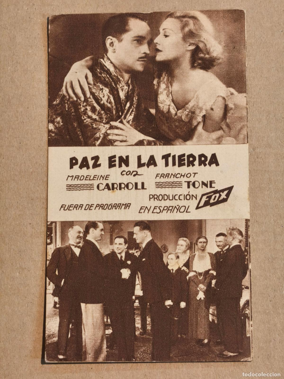Cine: PAZ EN LA TIERRA PROGRAMA DE CINE 1935