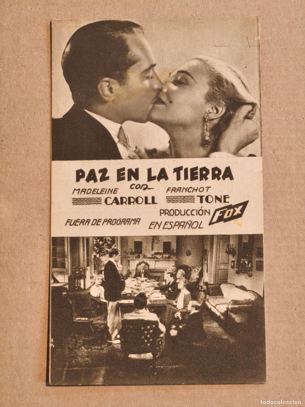 Cine: PAZ EN LA TIERRA PROGRAMA DE CINE 1935