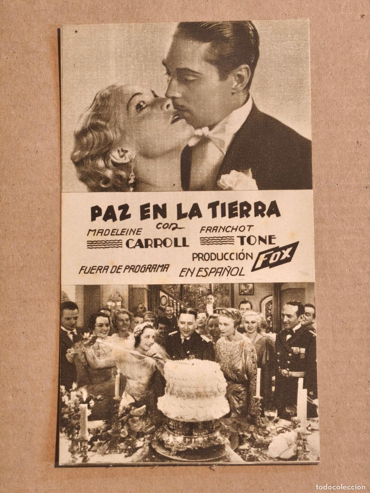Cine: PAZ EN LA TIERRA PROGRAMA DE CINE 1935