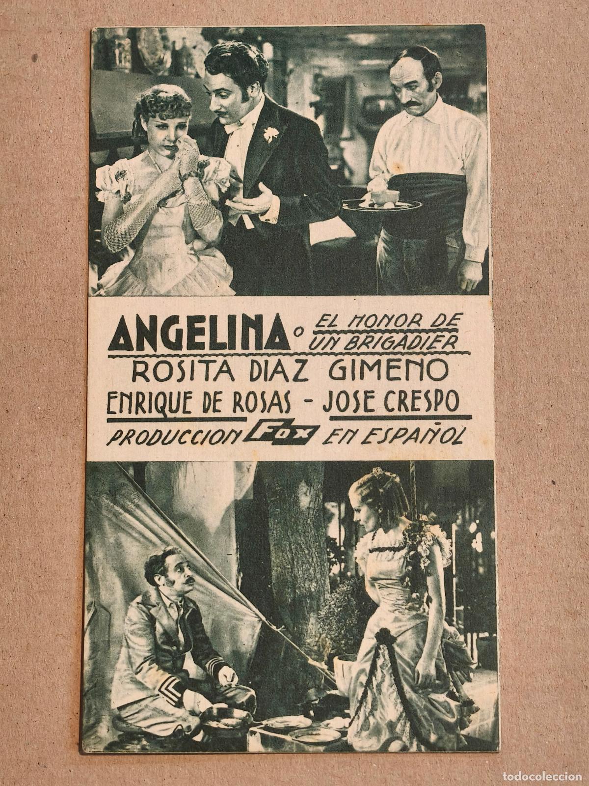 Cine: ANGELINA O EL HONOR DE UN BRIGADIER PROGRAMA DE CINE 1935