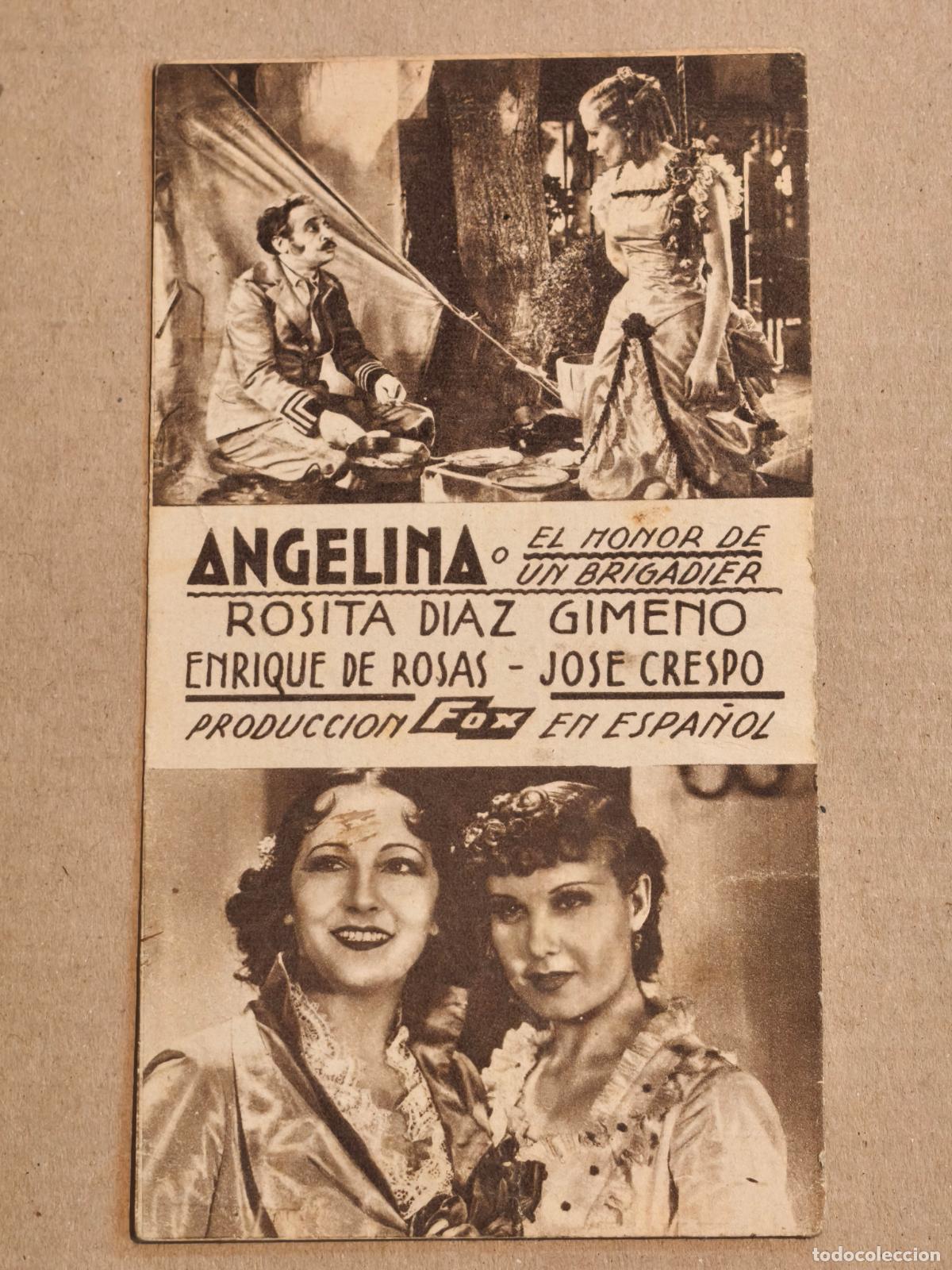 Cine: ANGELINA O EL HONOR DE UN BRIGADIER PROGRAMA DE CINE 1935