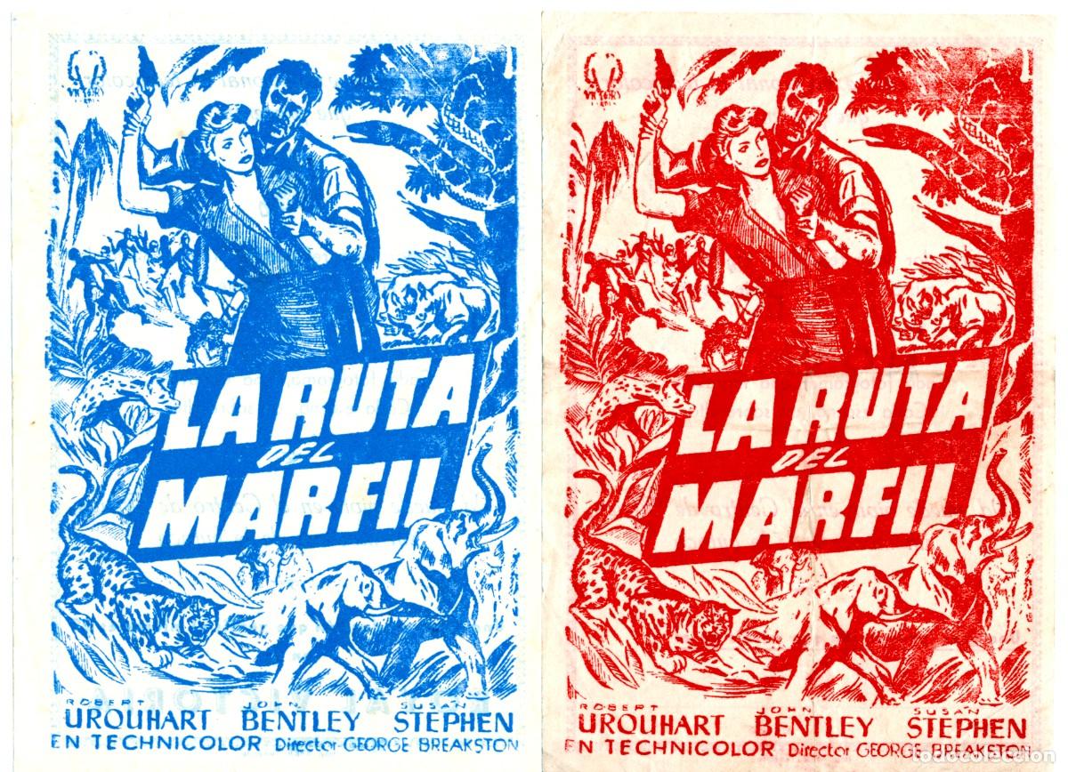 Cine: LA RUTA DEL MARFIL 2 FOLLETOS DE MANO ORIGINALES CON PUBLICIDAD DEL CINE