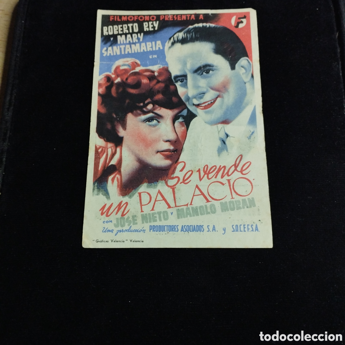 Cine: Programa de cine, sencillo. Se vende un palacio. Roberto Rey. Mary Santamar&iacute;a. 1945. Cervantes Sax