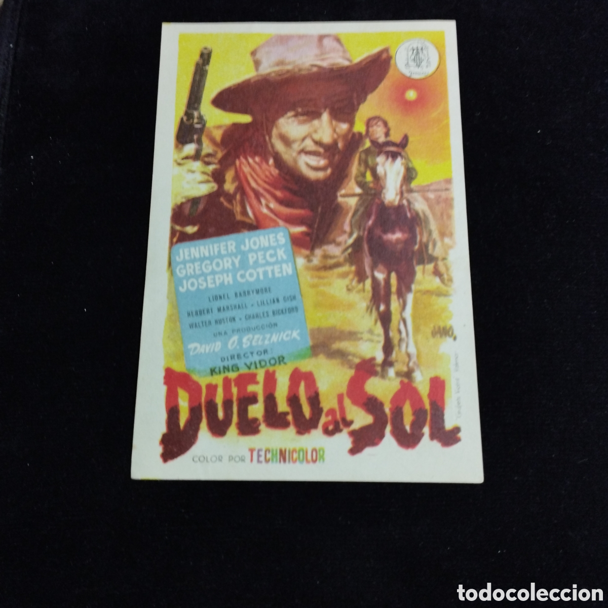 Cine: Programa de cine, sencillo. Duelo al Sol. Jennifer Jones. Gregory Peck. 1954. Monumental