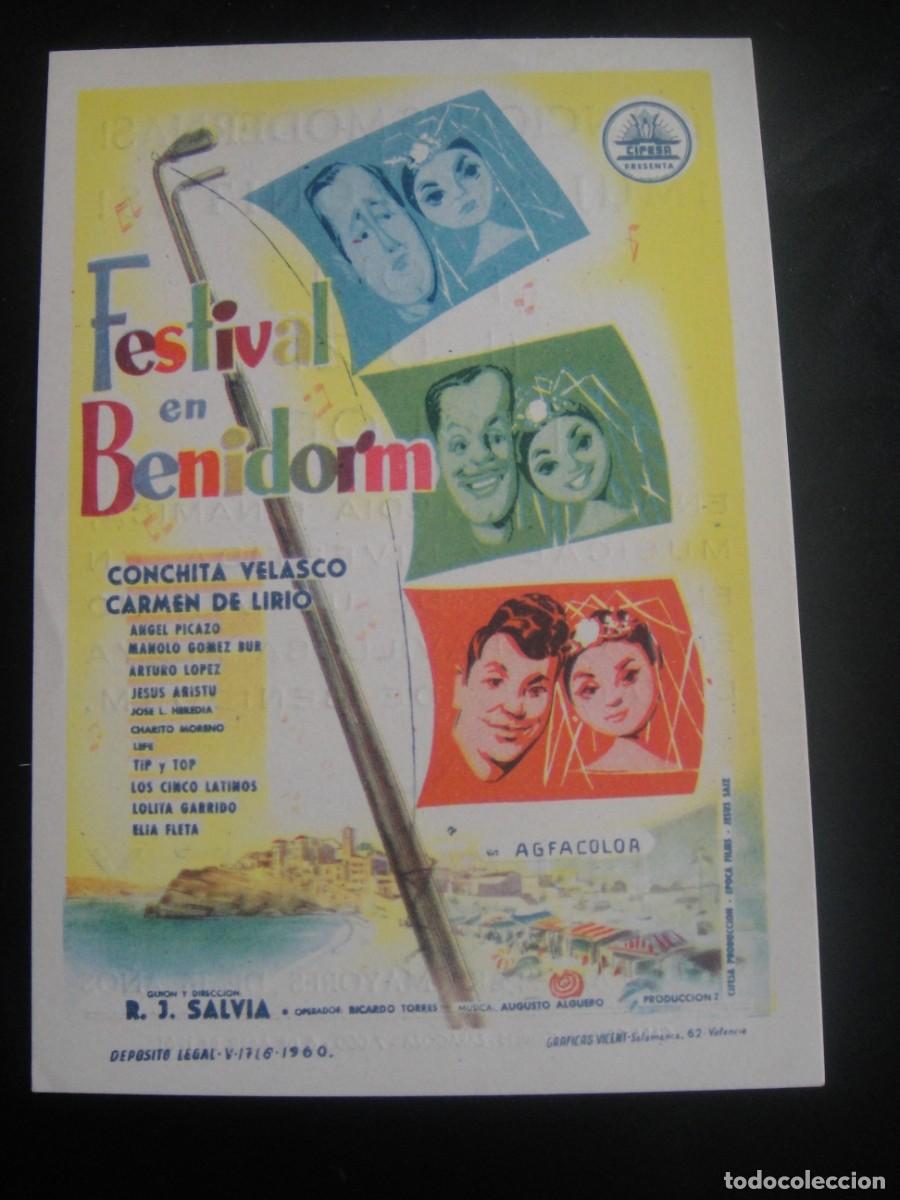 Cine: festival en benidorm , folleto de mano , publicidad cine rex , zaragoza