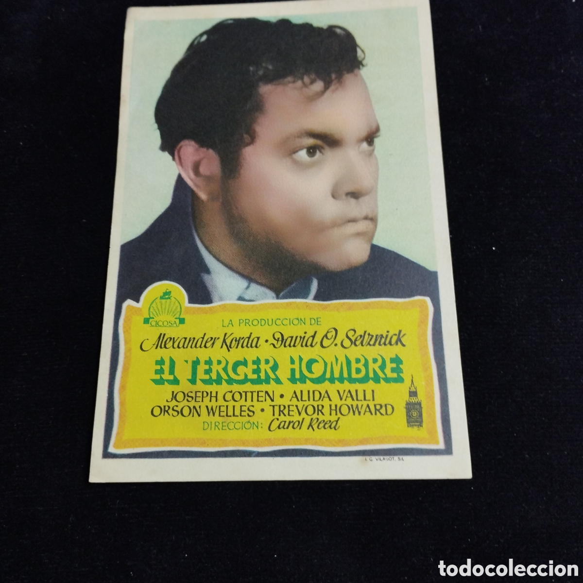 Cine: Programa de cine, sencillo. El tercer hombre. Joseph Cotten. 1950. Cine Domenech. Rub&iacute;