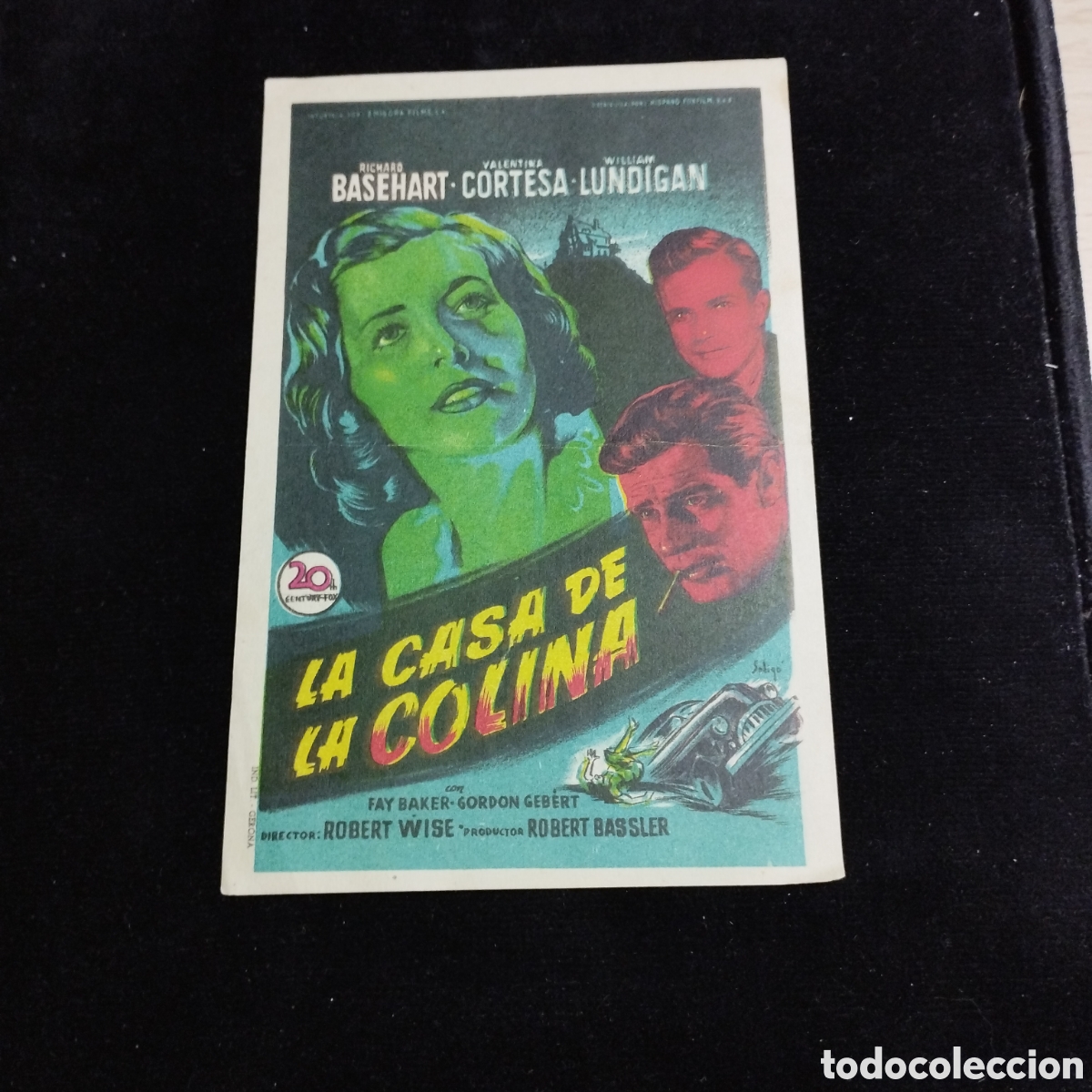 Cine: Programa de cine, sencillo. La casa de la colina. Richard Basehart. Valentina Cortesa. 1952. Domenec