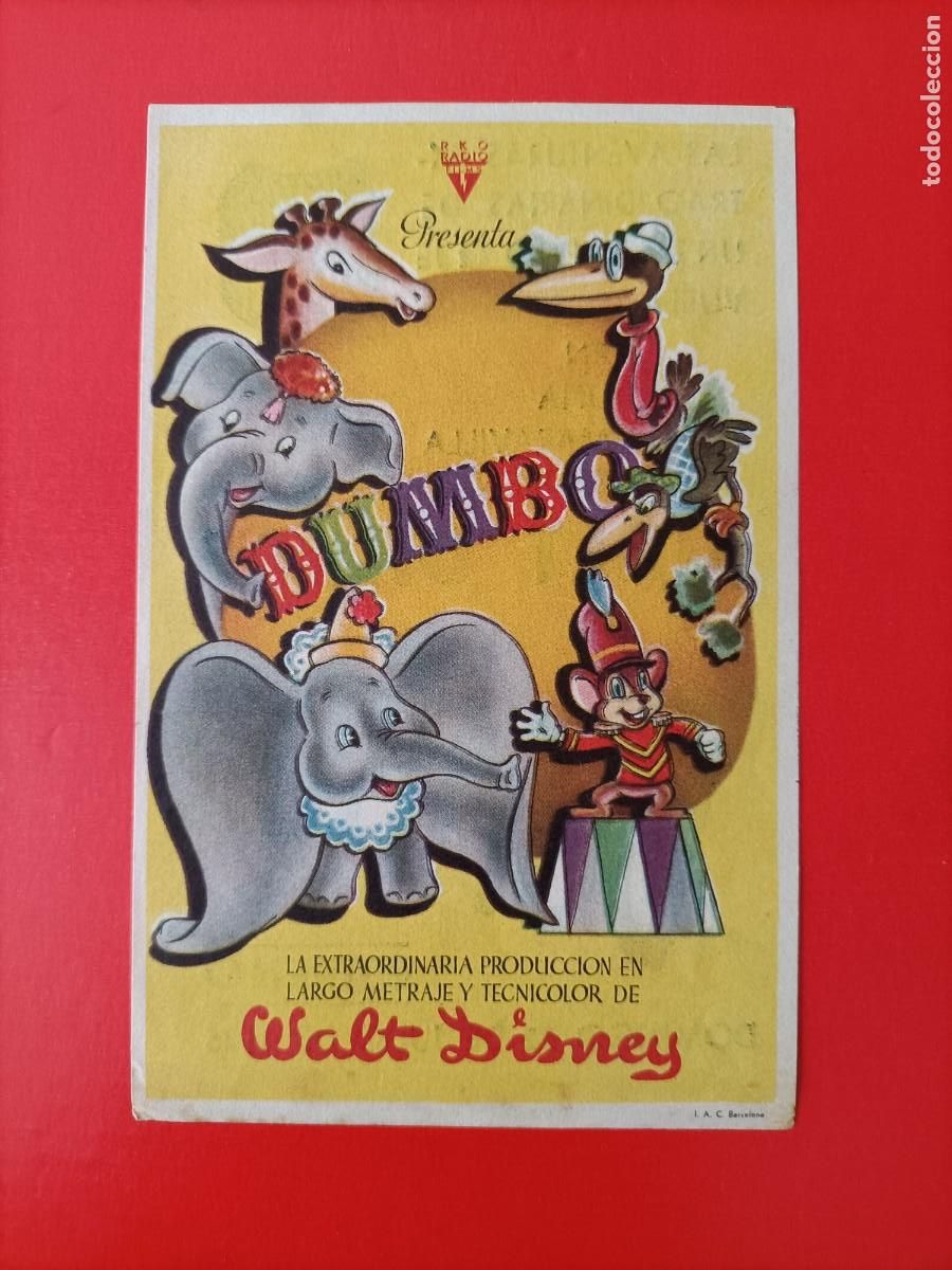 Cinema: PROGRAMA. WALT DISNEY. DUMBO, C/P. TEATRO CINE VILLAMARTA. 1945. EST&Aacute; NUEVO.