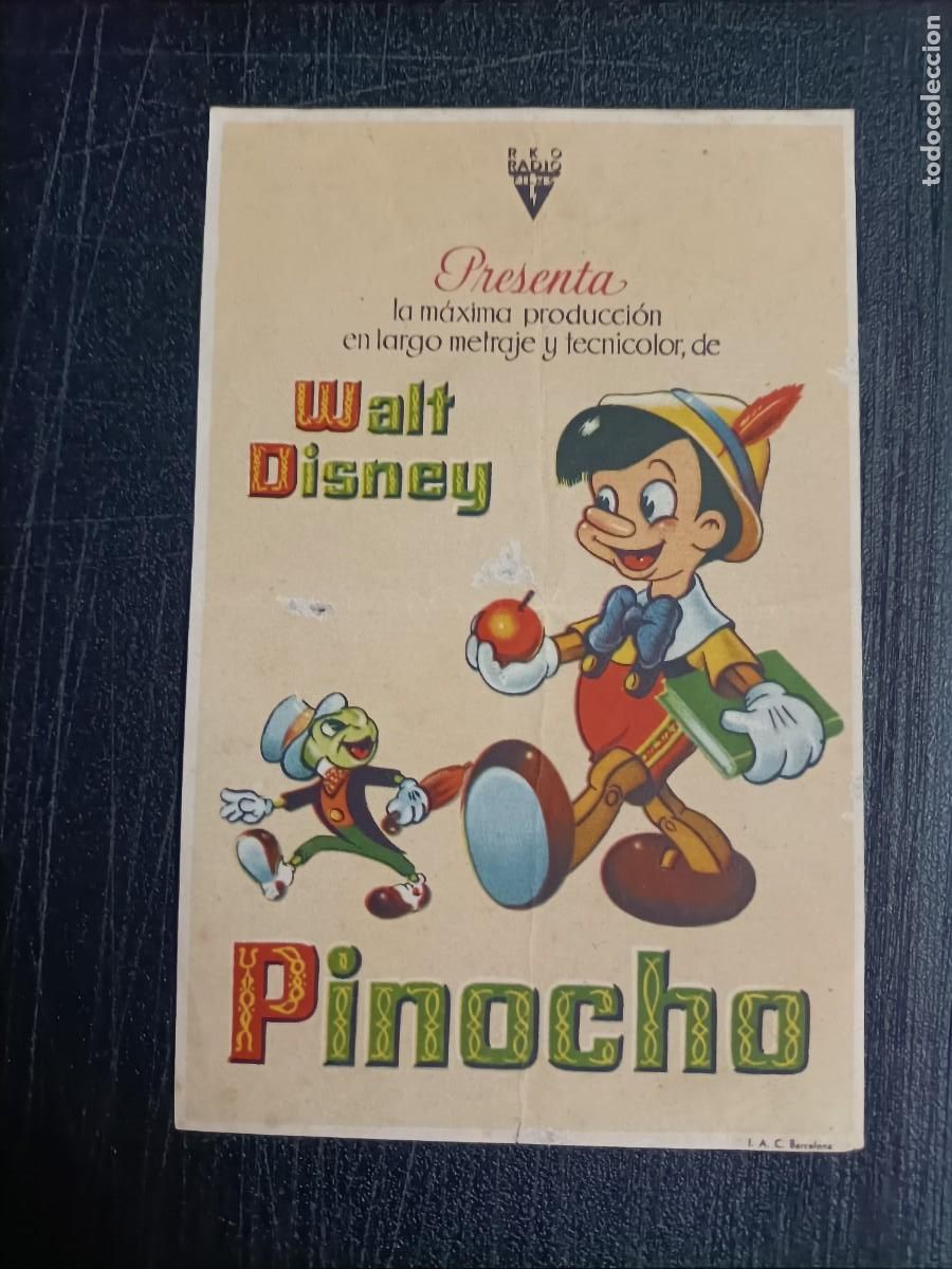 Cinema: PROGRAMA. WALT DISNEY, PINOCHO. LA ORIGINAL, S/P.PERFECTO ESTADO, VER FOTOS.